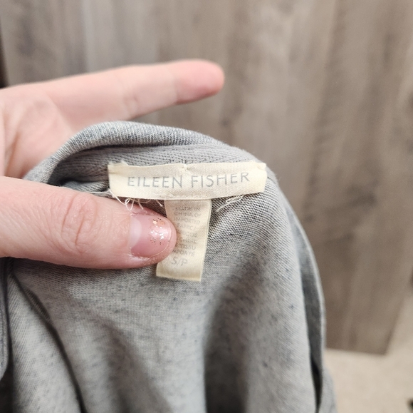 Eileen Fisher Oversized Speckled Knit Long Sleeve Top in Grey Size Small Petite - Picture 8 of 9